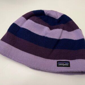 Patagonia Winter Beanie Hat, Kid's Medium, Purple Stripes